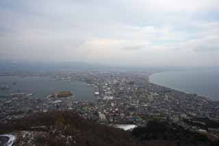 foto,tela,gratis,paisaje,fotografa,idea,Escenografa de monte. Hakodate - yama, Edificio, Un observatorio, Hilera de casas a lo largo de una calle de ciudad, Pueblo de puerto