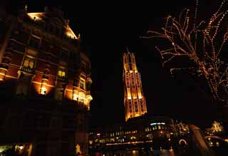 photo,material,free,landscape,picture,stock photo,Creative Commons,Night Huis Ten Bosch, canal, Illuminations, Illumination, light