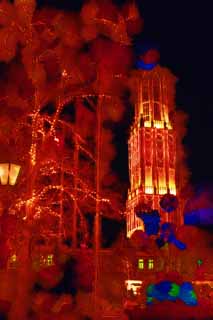 illustration,material,free,landscape,picture,painting,color pencil,crayon,drawing,Night Huis Ten Bosch, tower, Illuminations, Illumination, light