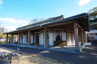 photo, la matire, libre, amnage, dcrivez, photo de la rserve,Une vieille maison du sonneur, Btiment du de l'ouest-style, maison, fentre, banc