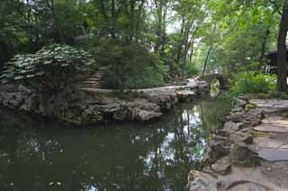 Foto, materiell, befreit, Landschaft, Bild, hat Foto auf Lager,Eine Wasserstrae von Zhuozhengyuan, Wasserstrae, Brcke, Welterbe, Garten