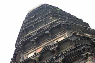 photo,material,free,landscape,picture,stock photo,Creative Commons,The Unganji tower of HuQiu, leaning tower, tower for the repose of souls, brick, tower