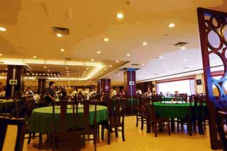 illust, materiell, befreit, Landschaft, Bild, Gemlde, Farbbleistift, Wachsmalstift, Zeichnung,,Ein staatliches Restaurant in China, Tisch, Stuhl, Illuminierung, Esszimmer