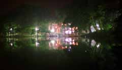 Foto, materiell, befreit, Landschaft, Bild, hat Foto auf Lager,Schweigsame Nacht auf einem See, Lampe, Teich, , 