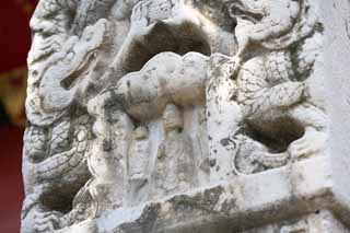 Foto, materieel, vrij, landschap, schilderstuk, bevoorraden foto,De witte lei van de berg in winterachtige tempel, Boeddhist afbeelding, Pilletje, Draak, Boeddhisme