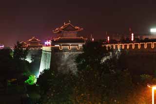 Foto, materieel, vrij, landschap, schilderstuk, bevoorraden foto,Lange Anjo kasteel muur, Chang'an, Kasteel poort, Baksteen, De geschiedenis
