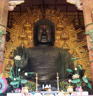 Foto, materiell, befreit, Landschaft, Bild, hat Foto auf Lager,Eine groe Statue von Buddha von Nara, Bronze, groe Statue von Buddha, Buddhismus, Buddhistisches Bild