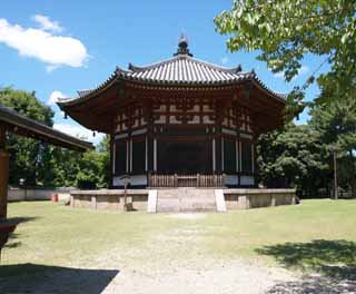 Foto, materieel, vrij, landschap, schilderstuk, bevoorraden foto,Kofuku-ji Tempel noord zeshoekig gebouw Togane tempel, Boeddhisme, Van hout gebouw, Dak, Wereld heritage
