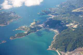 Foto, materieel, vrij, landschap, schilderstuk, bevoorraden foto,De zee van Nagasaki, Het land, Zandstrand, De zee, Luchtfotografie