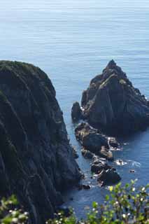 photo, la matire, libre, amnage, dcrivez, photo de la rserve,Une falaise  la Mer de Chine Est, falaise, La mer, ciel bleu, La mer de Chine est