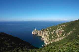 fotografia, material, livra, ajardine, imagine, proveja fotografia,Grande farol de Sezaki, precipcio, O mar, cu azul, Grande farol de Sezaki