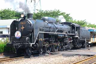 Foto, materieel, vrij, landschap, schilderstuk, bevoorraden foto,Een wasem locomotief, Bewasem locomotief, Trein, Aandrijfwiel, Steenkool