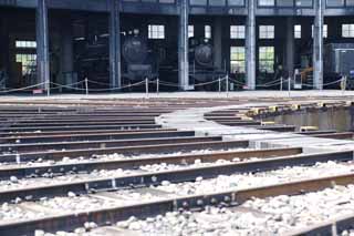 fotografia, materiale, libero il panorama, dipinga, fotografia di scorta,Un garage a ventaglio, vaporizzi locomotiva, treno, pista, Orbita