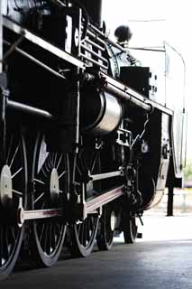 foto,tela,gratis,paisaje,fotografa,idea,El hombre valiente de la locomotora de vapor, Locomotora de vapor, Tren, Rueda motriz, Hierro
