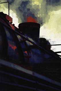 illust,tela,gratis,paisaje,fotografa,idea,pintura,Lpiz de color,dibujo,El humo negro de la locomotora de vapor, Locomotora de vapor, Tren, Rueda motriz, Carbn