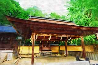 illust, matire, libre, paysage, image, le tableau, crayon de la couleur, colorie, en tirant,Kompira-san Temple, Temple shintoste temple bouddhiste, compagnie, btiment en bois, Shintosme