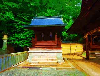 illustration,material,free,landscape,picture,painting,color pencil,crayon,drawing,Kompira-san Shrine fire thunder company, Shinto shrine Buddhist temple, company, wooden building, Shinto