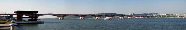 Foto, materieel, vrij, landschap, schilderstuk, bevoorraden foto,Een brug tegenover de Han, Brug, Auto, Grote rivier, De oppervlakte van het water