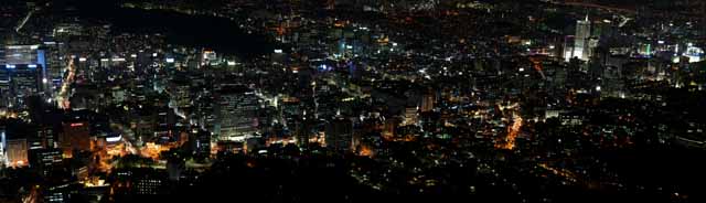 fotografia, materiale, libero il panorama, dipinga, fotografia di scorta,Una vista serale di Seoul, costruendo, Neon, vista serale, Illuminazione