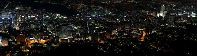 photo,material,free,landscape,picture,stock photo,Creative Commons,A night view of Seoul, building, Neon, night view, Illumination