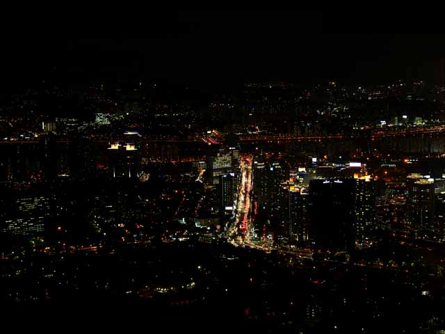 fotografia, materiale, libero il panorama, dipinga, fotografia di scorta,Una vista serale di Seoul, costruendo, Neon, vista serale, Illuminazione