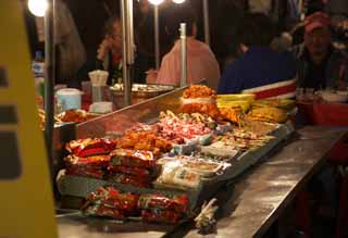 fotografia, materiale, libero il panorama, dipinga, fotografia di scorta,Una bancarella serale, bancarella, Sputare-arrostendo, Carne, Kimchi