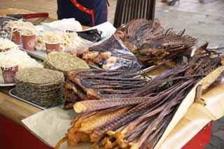 Foto, materiell, befreit, Landschaft, Bild, hat Foto auf Lager,De keet Van de gedroogmaakte vis, Tintenfisch, , , Ein Tintenfisch