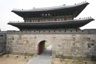 photo,material,free,landscape,picture,stock photo,Creative Commons,The Chang'an gate, castle, flag, brick, castle wall