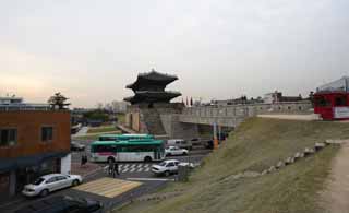 photo,material,free,landscape,picture,stock photo,Creative Commons,The Chang'an gate, castle, flag, brick, castle wall