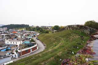 fotografia, materiale, libero il panorama, dipinga, fotografia di scorta,Il muro di castello di Fortezza di Hwaseong, castello, prenda a sassate pavimentazione, tegola, muro di castello