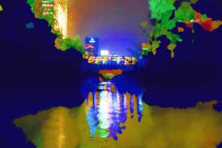 illustration,material,free,landscape,picture,painting,color pencil,crayon,drawing,The night of the crystal rill River, Crystal rill River, building, city, waterside