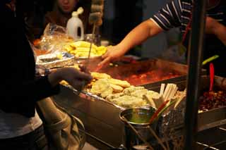 fotografia, materiale, libero il panorama, dipinga, fotografia di scorta,Una bancarella serale, bancarella, Sputare-arrostendo, Carne, Tempura