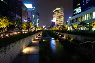 photo,material,free,landscape,picture,stock photo,Creative Commons,The night of the crystal rill River, Crystal rill River, building, city, waterside