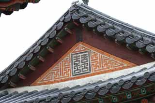 Foto, materieel, vrij, landschap, schilderstuk, bevoorraden foto,Een dak van Kyng-bokkung, Van hout gebouw, Wereld heritage, Confucianism, Vele trant kavelt