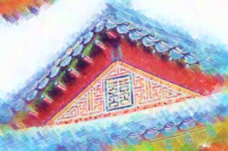 illust, matire, libre, paysage, image, le tableau, crayon de la couleur, colorie, en tirant,Un toit de Kyng-bokkung, btiment en bois, patrimoine de l'humanit, Confucianisme, Beaucoup de parcelles appellent