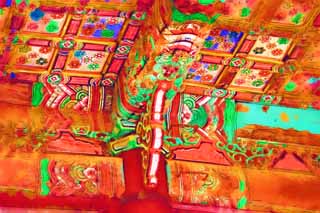 illust, matire, libre, paysage, image, le tableau, crayon de la couleur, colorie, en tirant,Une poutre de Kyng-bokkung, Il est fait de bois, pilier, Treillis, Coloris Riche
