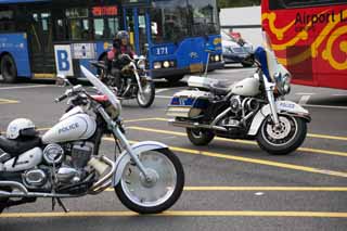 photo, la matire, libre, amnage, dcrivez, photo de la rserve,Une motocyclette de la police blanche corenne, La police, Police de la circulation, Patrouille, Le contrle