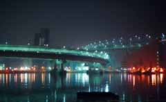 fotografia, material, livra, ajardine, imagine, proveja fotografia,Cais de Shinagawa tarde  noite, elevado, ponte, mar, 