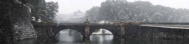 Foto, materiell, befreit, Landschaft, Bild, hat Foto auf Lager,Schnee Doppel-Brcke, Wassergraben, Palast, Kaiserliche Wache, Schneefall