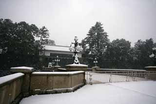 Foto, materiell, befreit, Landschaft, Bild, hat Foto auf Lager,Schnee Doppel-Brcke, Wassergraben, Palast, Kaiserliche Wache, Schneefall