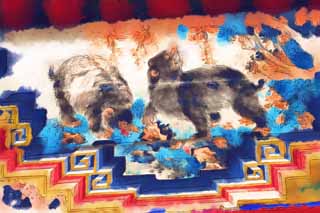 illust, materiale, libero panorama, ritratto dipinto, matita di colore disegna a pastello, disegnando,La pittura di yang Summer Palace, Orso, ORSO, Dipinti di inchiostro, Decorazione