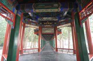 fotografia, material, livra, ajardine, imagine, proveja fotografia,Summer Palace longo corredor, Decorao, Liang, Borre pinturas, Green