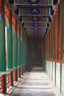 Foto, materieel, vrij, landschap, schilderstuk, bevoorraden foto,Summer Palace Paviljoen wolk van uitlaatgas passage, Corridor, Groen, Beest schilderstuk, Chinees