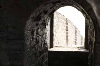 photo,material,free,landscape,picture,stock photo,Creative Commons,Great Wall window, Walls, Lou Castle, Brick, Barrier