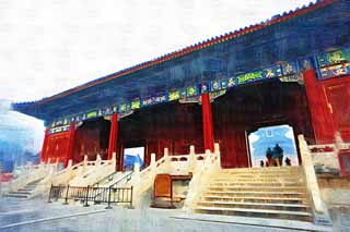illustration,material,free,landscape,picture,painting,color pencil,crayon,drawing,Temple of Heaven's Gate, Emperor Way, , DOOR, Stone stairway