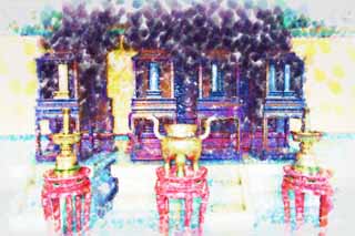 illustration,material,free,landscape,picture,painting,color pencil,crayon,drawing,Temple of Heaven ancestral tablets, Shrine, Candle holder, Ding, Prayer