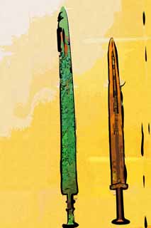 illust, materiell, befreit, Landschaft, Bild, Gemlde, Farbbleistift, Wachsmalstift, Zeichnung,,China's alte Schwert, Waffe, , Kleines eingebildetes Schwert, Kampf
