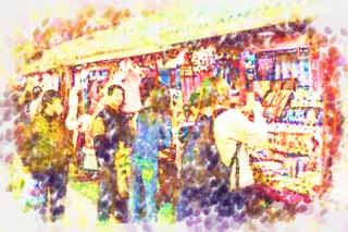 illust, materiale, libero panorama, ritratto dipinto, matita di colore disegna a pastello, disegnando,Wangfujing Street spuntini, Con superficie, Souvenir, Disputando, Fissi il prezzo di negoziazione