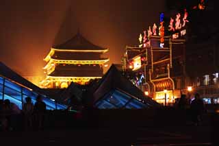 Foto, materiell, befreit, Landschaft, Bild, hat Foto auf Lager,Trommelturm in Xi'an, Trommelturm, Chang'an, Die Geschichte, Kurier