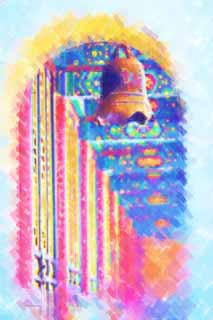 illust, materiale, libero panorama, ritratto dipinto, matita di colore disegna a pastello, disegnando,Corridoio nel Tempio di grande misericordia e di bont, Campana, Pieno colore, Arco, La finestra